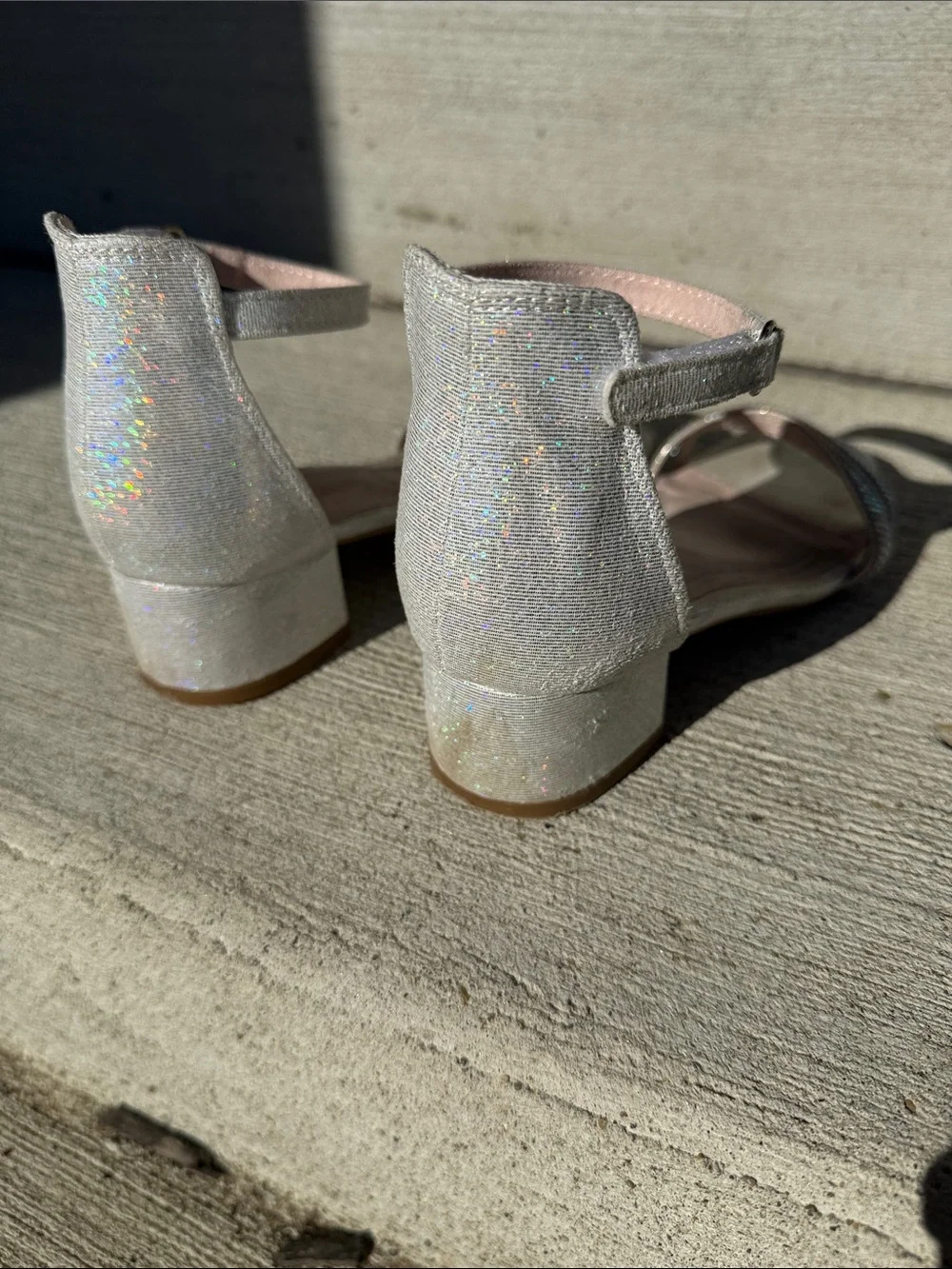 Sonoma Iridescent Silver Rhinestone Block Heel Sandals